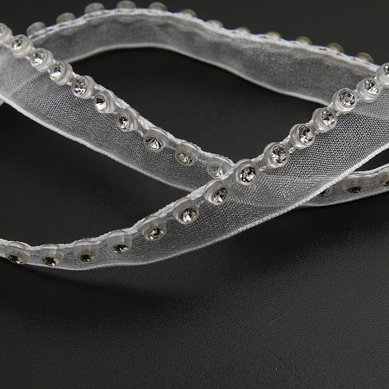 Wholesale Chain lace trim rhinestone 1.2 cm Sew-On lace trim Polyester net mesh Lace trimmings wedding for clothes  Accessories