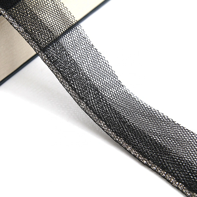 Wholesale Chain lace trim rhinestone 2.1 cm Sew-On lace trim Polyester net mesh Lace trimmings for clothes  Accessories