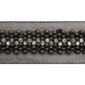 kavatar  wholesale new Handmade Bead lace Embroidered Tulle Trim wedding with Accessories Beads Crystals & Rhinestones