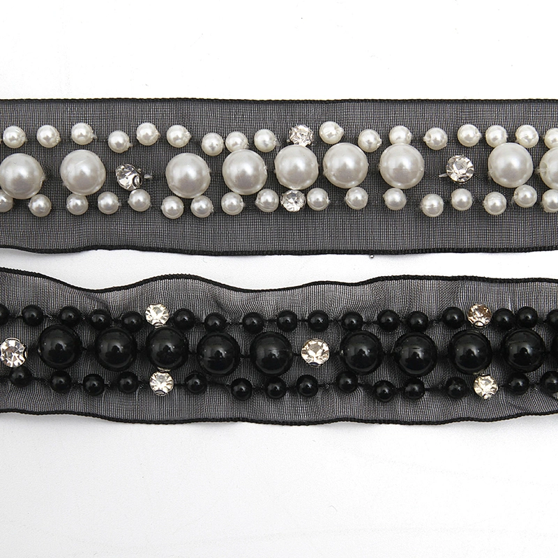 kavatar  wholesale new Handmade Bead lace Embroidered Tulle Trim wedding with Accessories Beads Crystals & Rhinestones