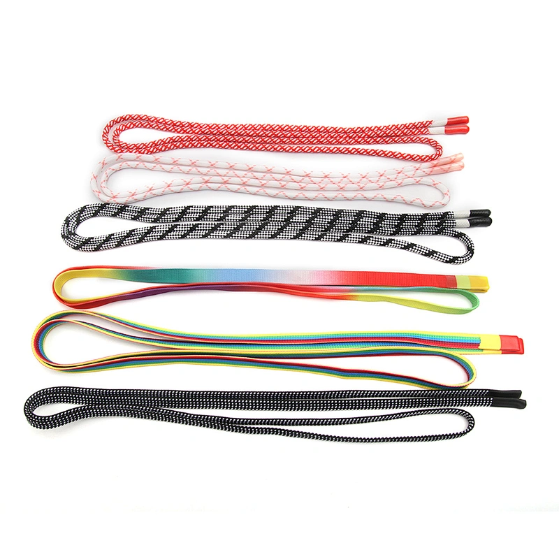 Wholesale  Cords Polyester Garment Drawstring rope Hoodie Rope flat rope Custom Garment Accessories Fashion Silicone End Tips