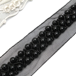 kavatar  wholesale new Handmade Bead lace Embroidered Tulle Trim wedding with Accessories Beads Crystals & Rhinestones