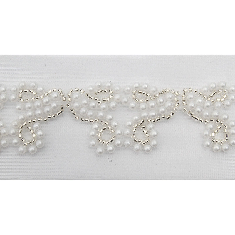 Wholesale Embroidery beaded lace trim 6 cm Mesh fabric lace trims beautiful Accessories for dress 3D wedding Designer