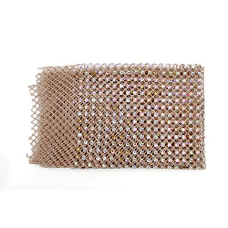 wholesale crystal  design rhinestone fabric mesh fashion long lace dress rhinestone fabric with nude mesh flat back for clothing