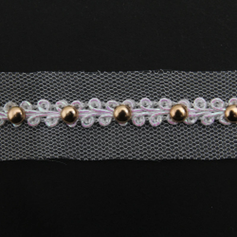 Wholesale 2.5cm Size Studs trim ribbon diy handmade costume dress sewing bead lace trim Design Rivets Sequins Trims