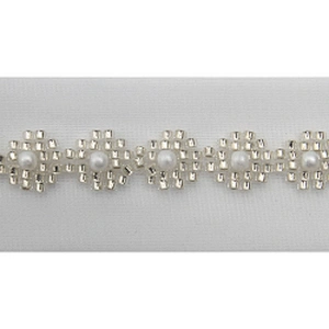 Wholesale Embroidery beaded lace trim 3.5 cm Mesh fabric lace trims beautiful White Accessories for dress 3D wedding Designer