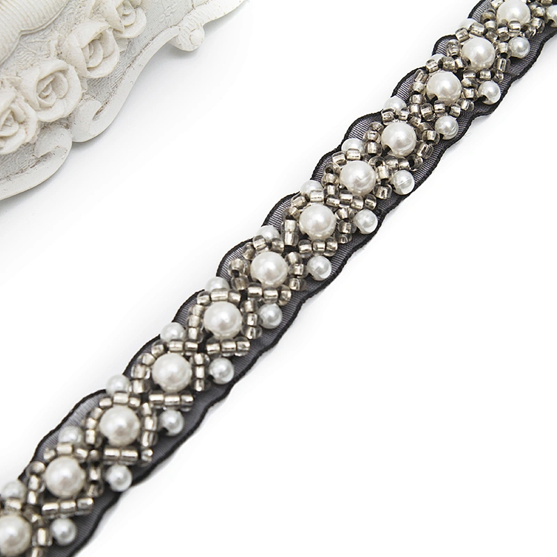 kavatar  wholesale new Handmade Bead lace Embroidered Tulle Trim wedding with Accessories Beads Crystals & Rhinestones