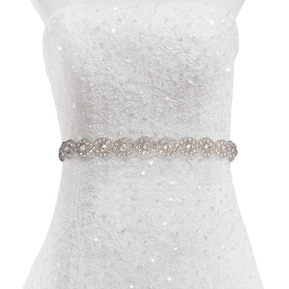 wholesale bling rhinestone trim Accessories  Sew on Hot-fix bodice applique white wedding dress Crystal belt for Bridal Dress