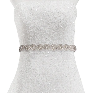 wholesale bling rhinestone trim Accessories  Sew on Hot-fix bodice applique white wedding dress Crystal belt for Bridal Dress