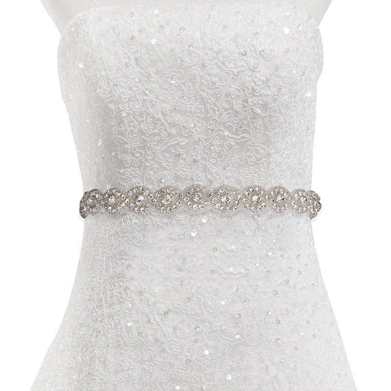 wholesale bling rhinestone trim Accessories  Sew on Hot-fix bodice applique white wedding dress Crystal belt for Bridal Dress
