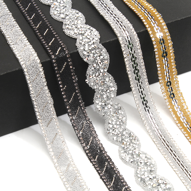 wholesale hot fix tape with rhinestone hot fix trimming chain glitter trim for DIY garment dresses Accessories