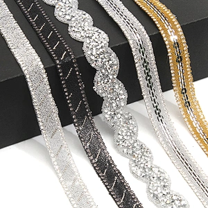 wholesale hot fix tape with rhinestone hot fix trimming chain glitter trim for DIY garment dresses Accessories