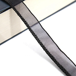 Wholesale Chain lace trim black beaded 1.1 cm Sew-On lace trim Polyester net mesh Lace trimmings for clothes  Accessories