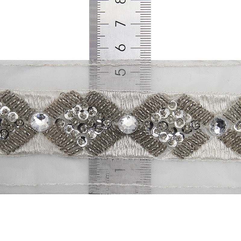 kavatar  wholesale new Handmade Bead lace Embroidered Tulle Trim wedding with Accessories Beads Rhinestones