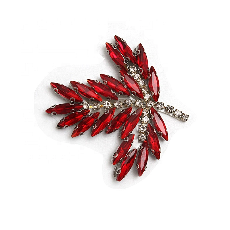 Christmas Cherry Flower Decorative Sew on Rhinestone Beaded Patches Wholesale patches for clothing