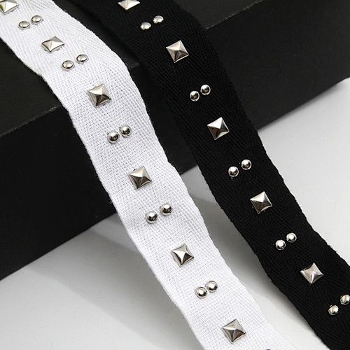 Wholesale 2.5cm Size Studs trim ribbon diy handmade costume dress sewing bead lace trim Design Rivets Trims