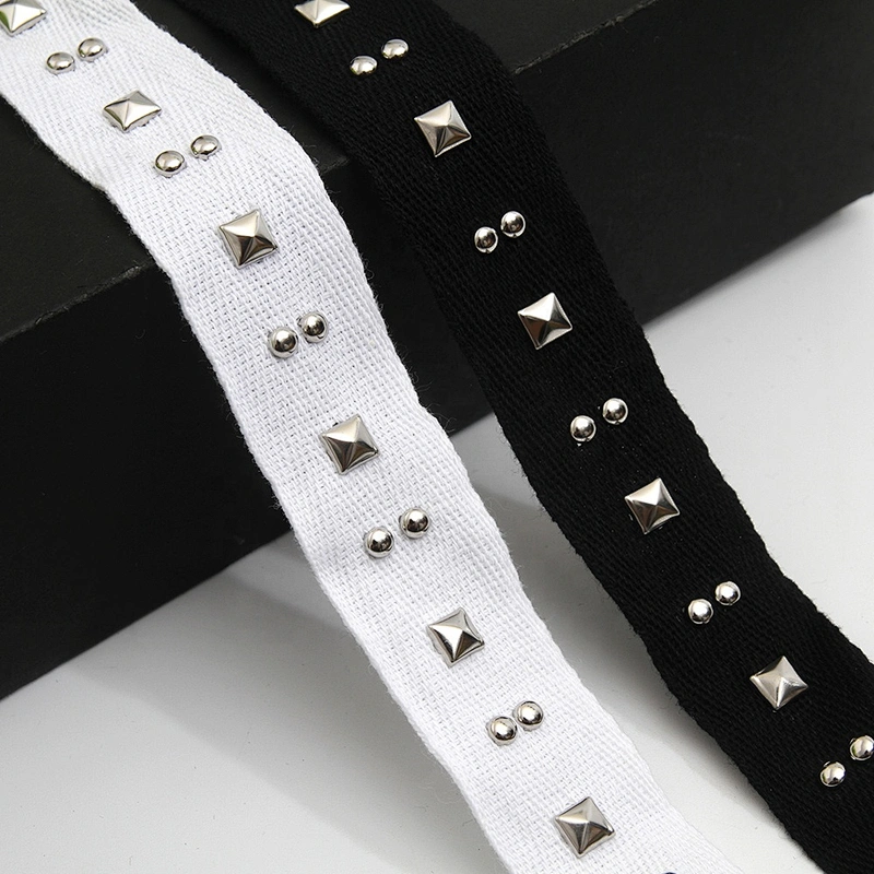 Wholesale 2.5cm Size Studs trim ribbon diy handmade costume dress sewing bead lace trim Design Rivets Trims