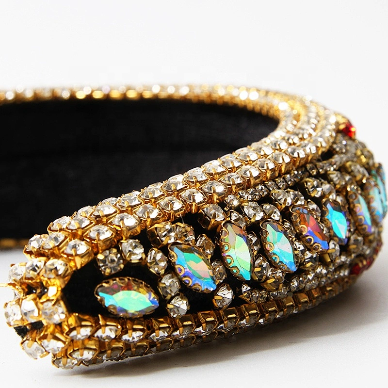 Manufacturer of direct colored beads with multi - colored gemstone hand sewn stylish temperament latest style hair hoops baroque