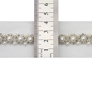 kavatar  wholesale new Handmade Bead lace Embroidered Tulle Trim wedding with Accessories Beads Crystals & Rhinestones