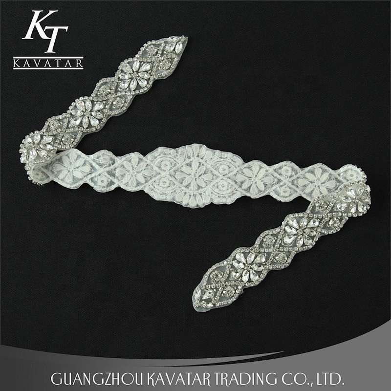 Kavatar Custom Design Embroidered Wedding Beaded Rhinestone Applique Patches