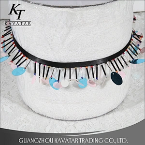 Wholesale strip beads fringe trim with plastic sequin
