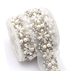 kavatar  wholesale new Handmade Bead lace Embroidered Tulle Trim wedding with Accessories Beads Crystals & Rhinestones
