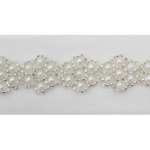 Wholesale Embroidery beaded lace trim 4.7 cm Mesh fabric lace trims beautiful White Accessories for dress 3D wedding Designer