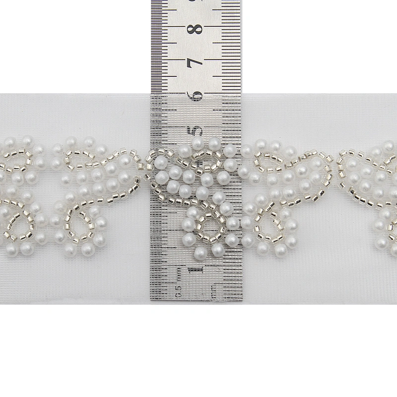 Wholesale Embroidery beaded lace trim 6 cm Mesh fabric lace trims beautiful Accessories for dress 3D wedding Designer