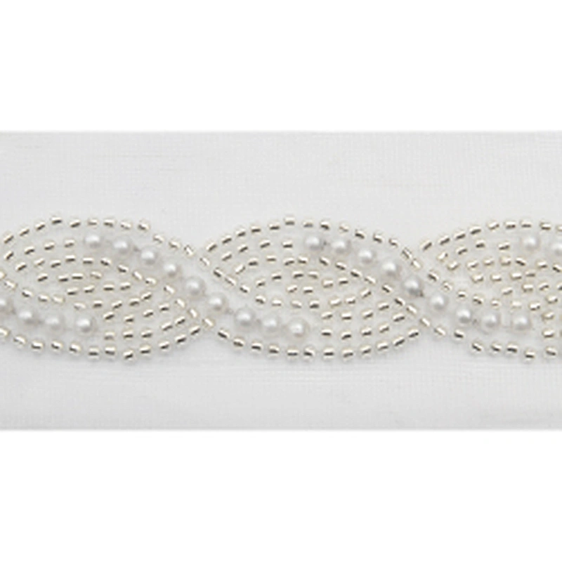 Wholesale Embroidery beaded lace trim 4.6 cm Mesh fabric lace trims beautiful Accessories for dress 3D wedding Designer