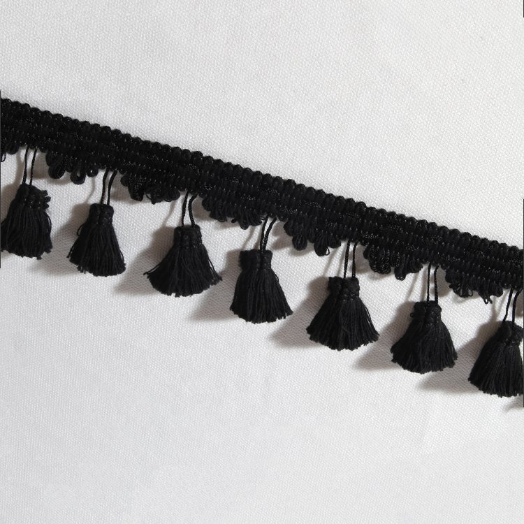 Kavatar Fashion Easy To Match Black Tassel Fringe For Garment Accessories