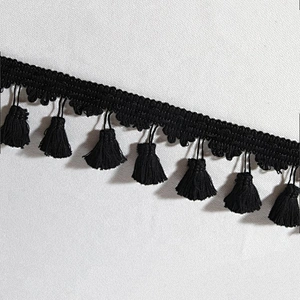 Kavatar Fashion Easy To Match Black Tassel Fringe For Garment Accessories