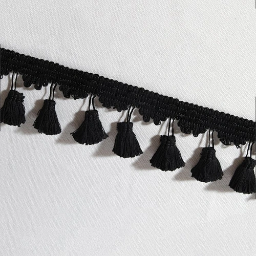 Kavatar Fashion Easy To Match Black Tassel Fringe For Garment Accessories