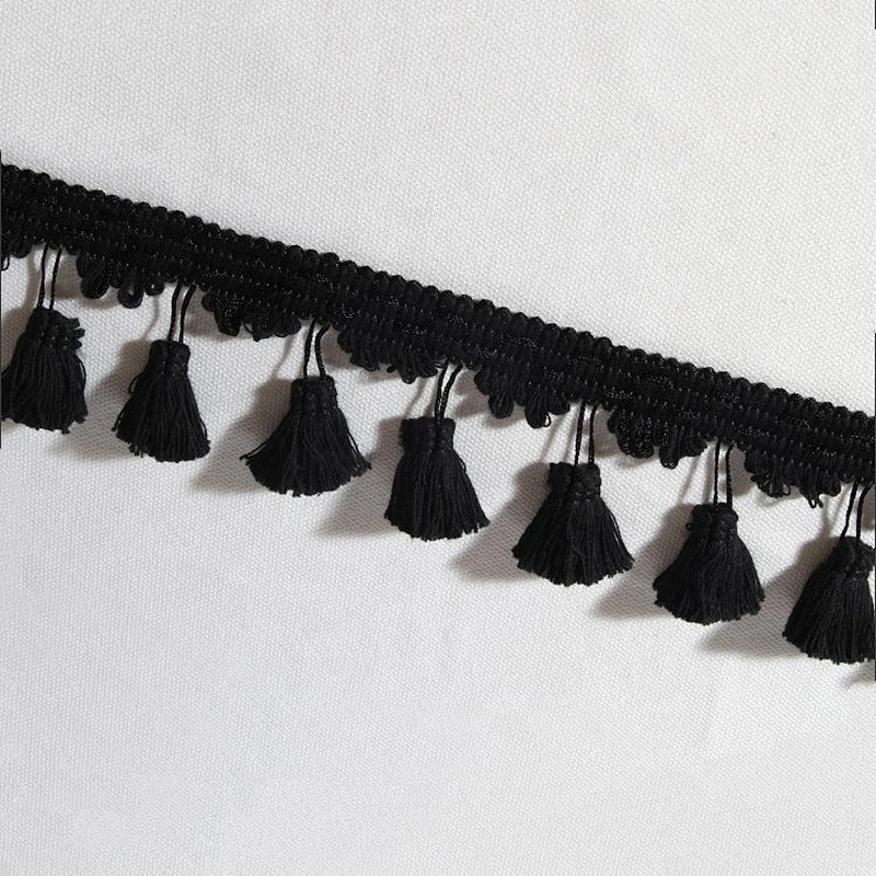 Kavatar Fashion Easy To Match Black Tassel Fringe For Garment Accessories