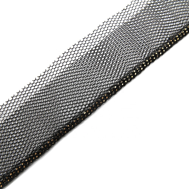 Wholesale Chain lace trim gold chain 2.2 cm Sew-On lace trim Polyester net mesh Lace trimmings wedding for clothes  Accessories