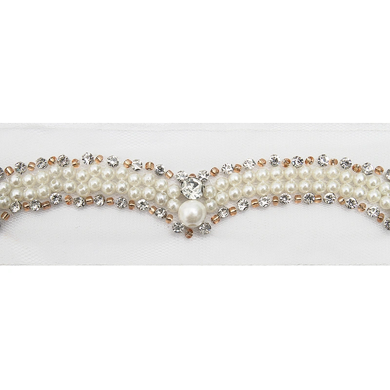 kavatar  wholesale new Handmade Bead lace Embroidered Tulle Trim wedding with Accessories Beads Crystals & Rhinestones