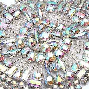 Christmas Cherry Flower Decorative Sew on Rhinestone Beaded Patches Wholesale patches for clothing