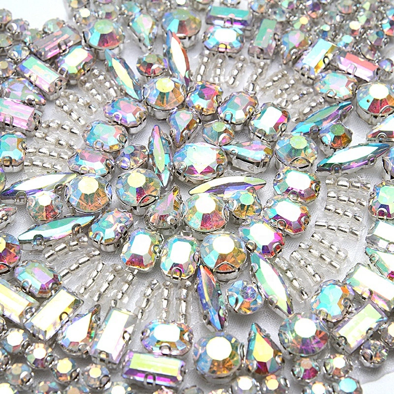 Christmas Cherry Flower Decorative Sew on Rhinestone Beaded Patches Wholesale patches for clothing