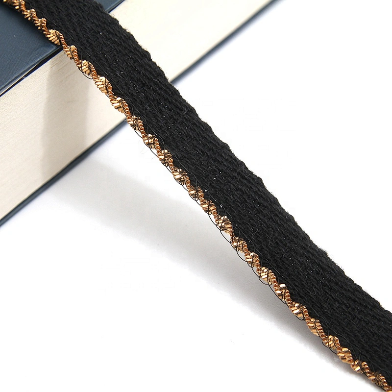 Wholesale Chain lace trim sequins 1.2 cm Sew-On lace trim Polyester Lace trimmings for clothes  Accessories  Cotton