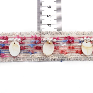 Shell shape Wholesale Personalized Multi lace trim pearl Embroidery Ribbon Cotton Ribbon trims and garment accessories