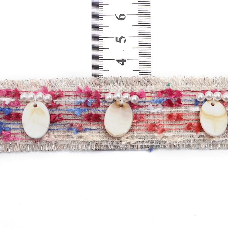 Shell shape Wholesale Personalized Multi lace trim pearl Embroidery Ribbon Cotton Ribbon trims and garment accessories