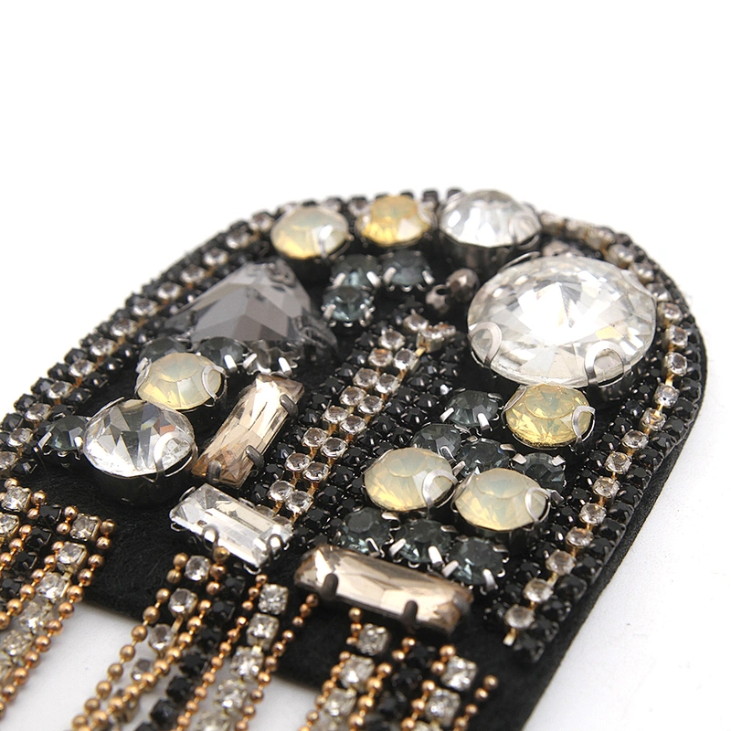 wholesale  designer badges cloth stickers Sew on for clothing accessories decoration 3D patch  rhinestone Metal Chain Tassel