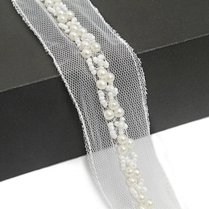 kavatar  wholesale new Handmade Bead lace Embroidered Tulle Trim wedding with Accessories Beads Crystals & Rhinestones