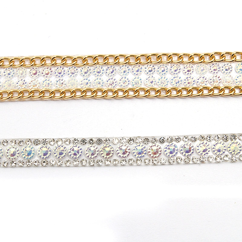 wholesale hot fix tape with rhinestone hot fix trimming chain glitter trim for DIY garment dresses Accessories