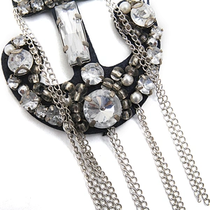 wholesale  designer badges cloth stickers Sew on for clothing accessories decoration 3D patch  rhinestone Metal Chain Tassel