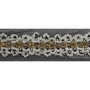 kavatar  wholesale new Handmade Bead lace Embroidered Tulle Trim wedding with Accessories Beads Rhinestones