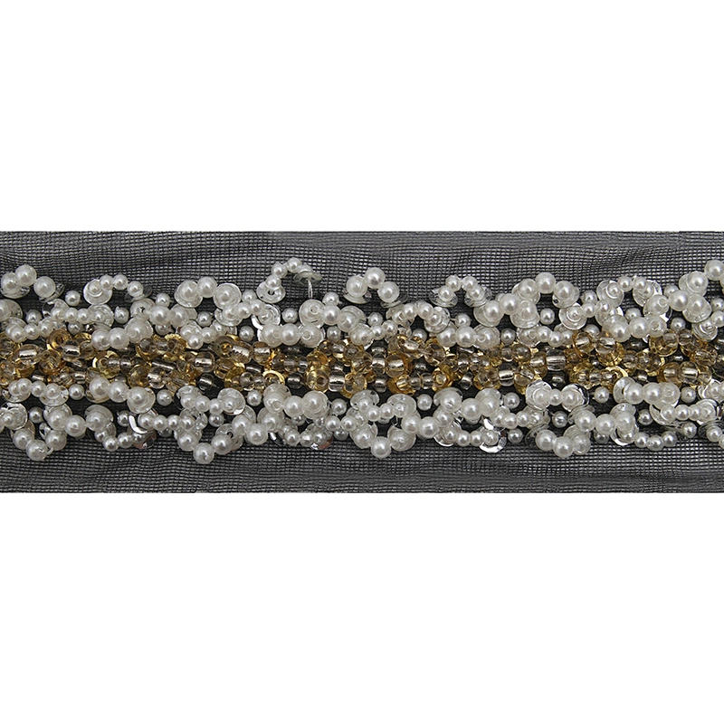 kavatar  wholesale new Handmade Bead lace Embroidered Tulle Trim wedding with Accessories Beads Rhinestones
