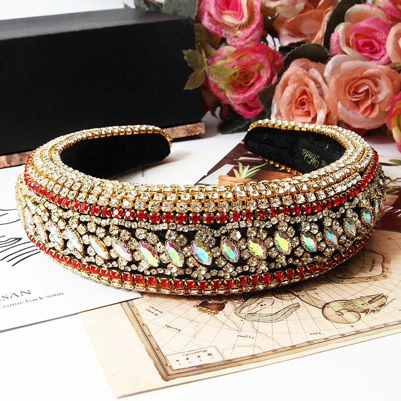 Manufacturer of direct colored beads with multi - colored gemstone hand sewn stylish temperament latest style hair hoops baroque