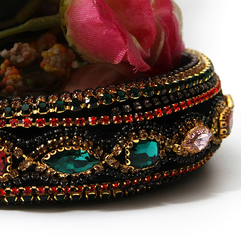 Manufacturer of direct colored beads with multi - colored gemstone hand sewn stylish temperament latest style hair hoops baroque