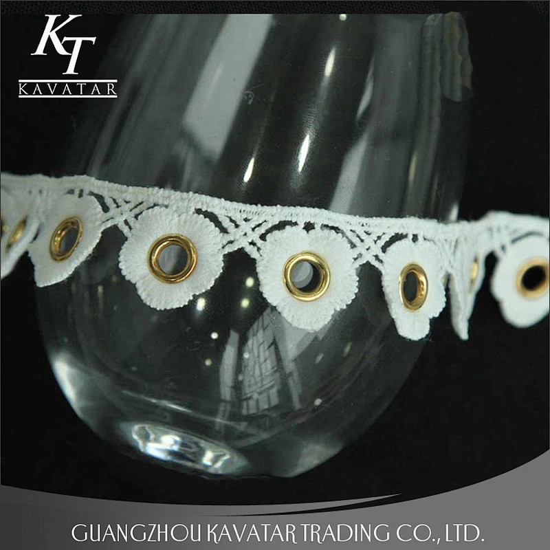 Kavatar Fashion Small Flower Design White Eyelet Lace For Wedding Dress Eyelet belt