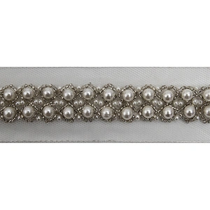 kavatar  wholesale new Handmade Bead lace Embroidered Tulle Trim wedding with Accessories Beads Rhinestones